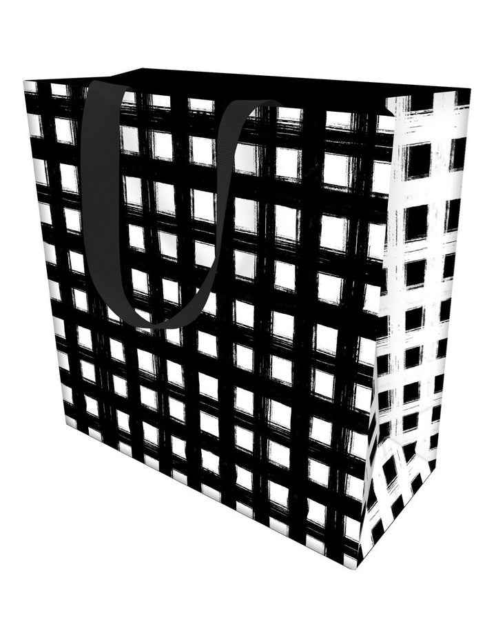 Gift Bag Large in Painterly Black Crosshatch