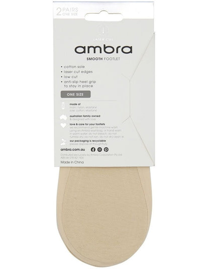 Smooth Footlet 2 Pack in Natural