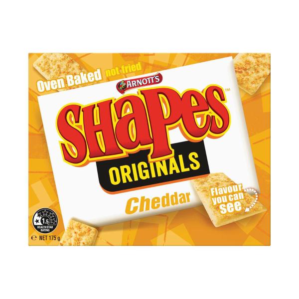 ARNOTT'S SHAPES ORIGINAL CHEDDAR CRACKER BISCUITS 175G