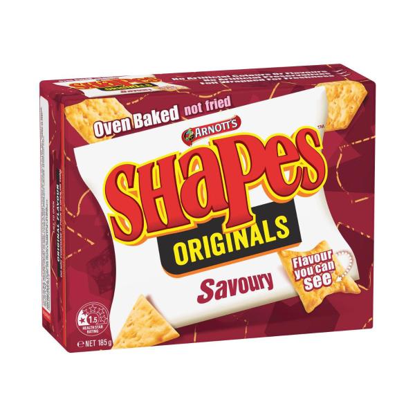 ARNOTT'S SHAPES ORIGINAL SAVOURY CRACKER BISCUITS 185G