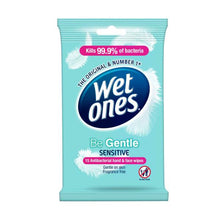 WET ONES ANTIBACTERIAL HAND & FACE WIPES :BE GENTLE:.:15 PACK