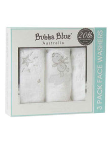 Wish Upon A Star Face Washers 3 Pack in White