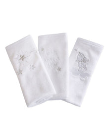 Wish Upon A Star Face Washers 3 Pack in White