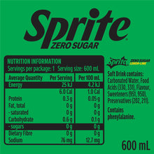 Sprite Zero Sugar Soft Drink Bottle 600ml