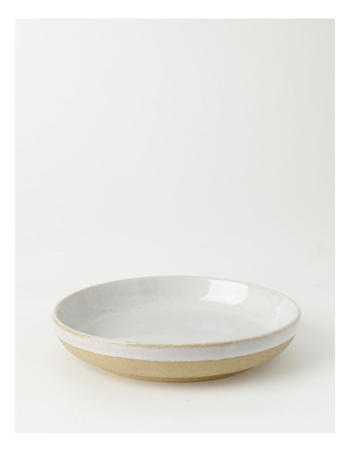 Esperance Wiped Edge Shallow Bowl Small in White/Sand