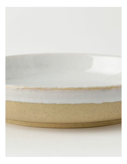 Esperance Wiped Edge Shallow Bowl Small in White/Sand