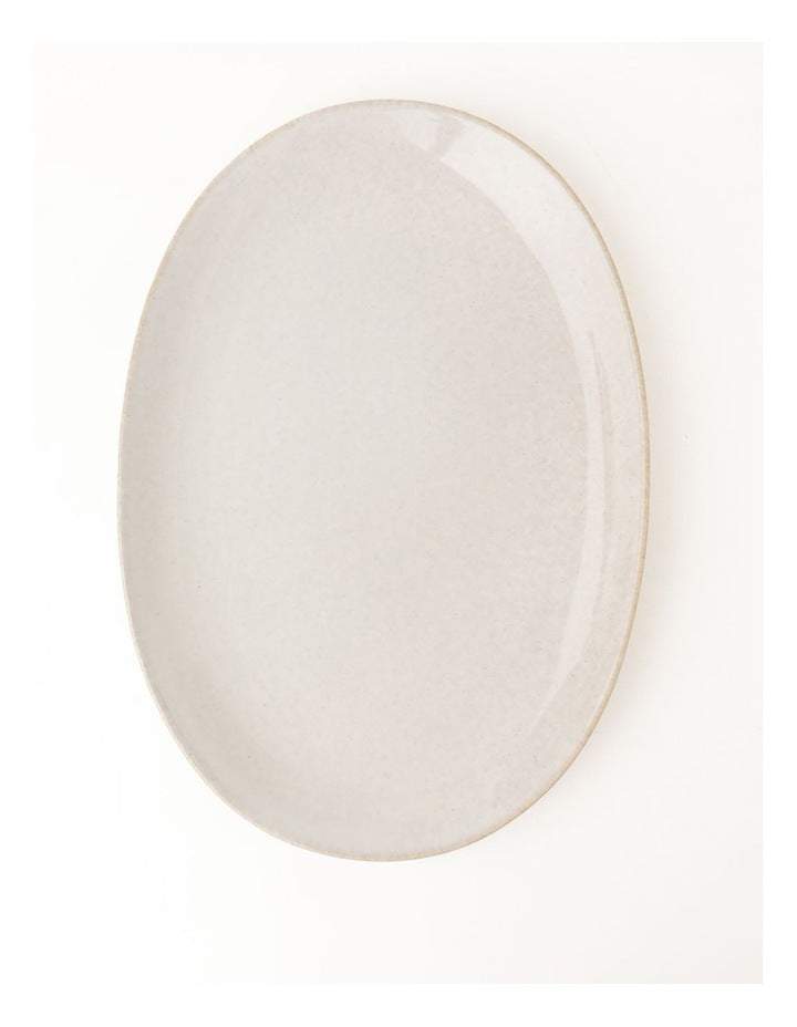 Esperance Wiped Edge Oval Platter in White/Sand