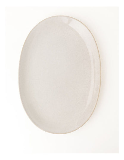 Esperance Wiped Edge Oval Platter in White/Sand