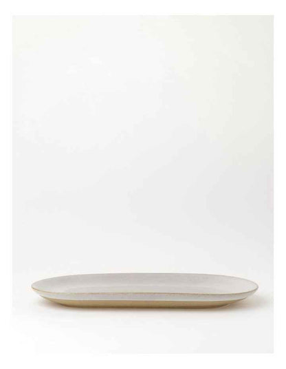 Esperance Wiped Edge Oblong Platter in White/Sand