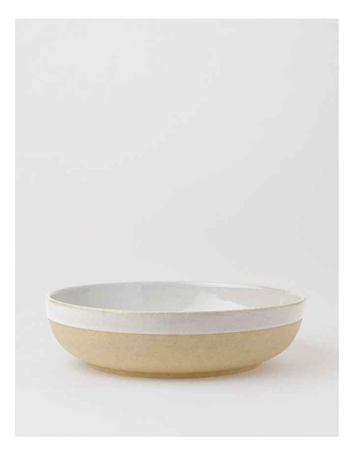 Esperance Wiped Edge Shallow Bowl Large in White/Sand