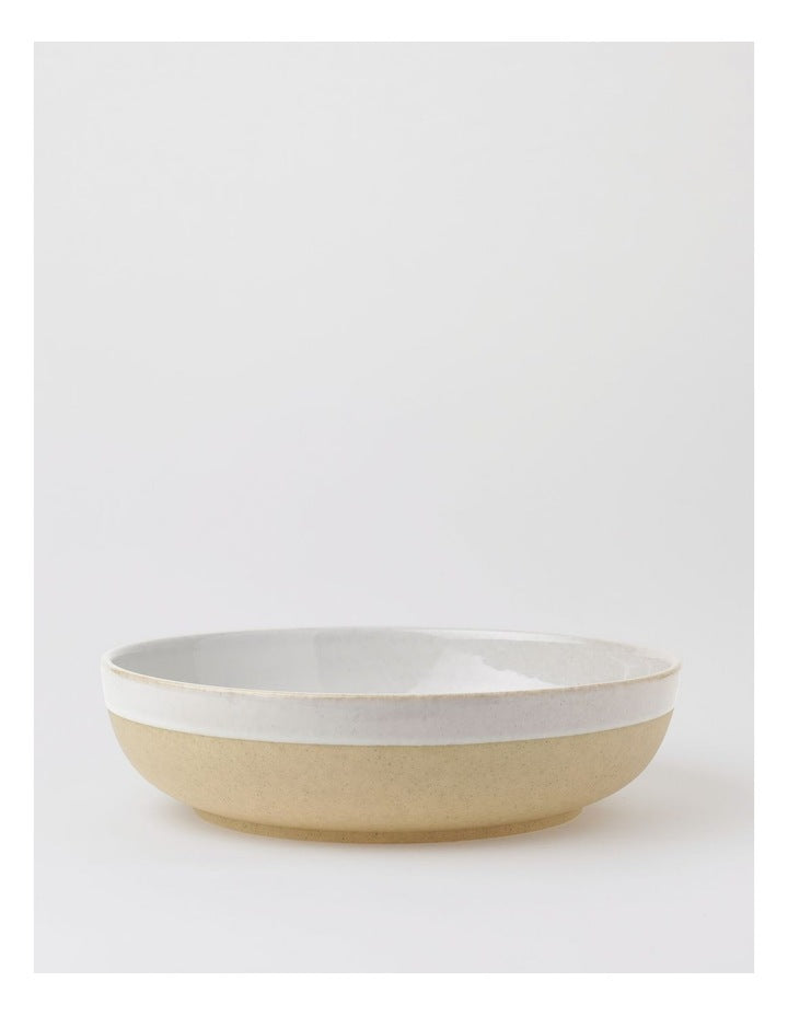 Esperance Wiped Edge Shallow Bowl Large in White/Sand