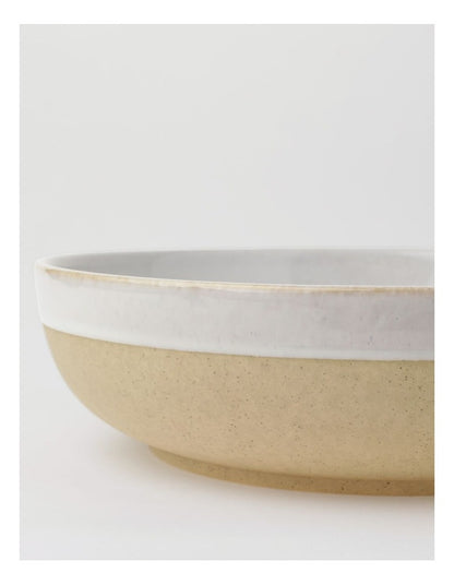 Esperance Wiped Edge Shallow Bowl Large in White/Sand