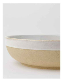 Esperance Wiped Edge Shallow Bowl Large in White/Sand