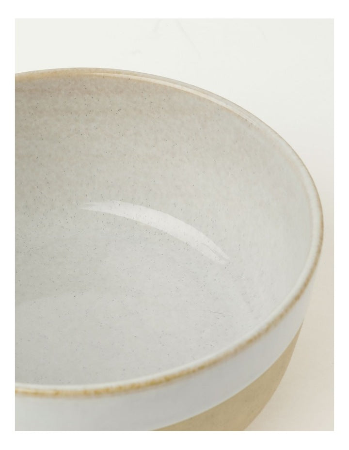 Esperance Wiped Edge Deep Bowl in White/Sand