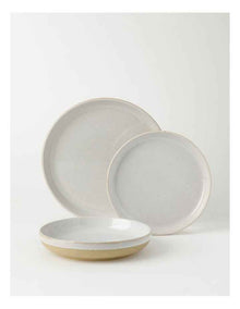 Esperance Wiped Edge 12 Piece Dinner Set in White/Sand