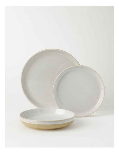 Esperance Wiped Edge 12 Piece Dinner Set in White/Sand
