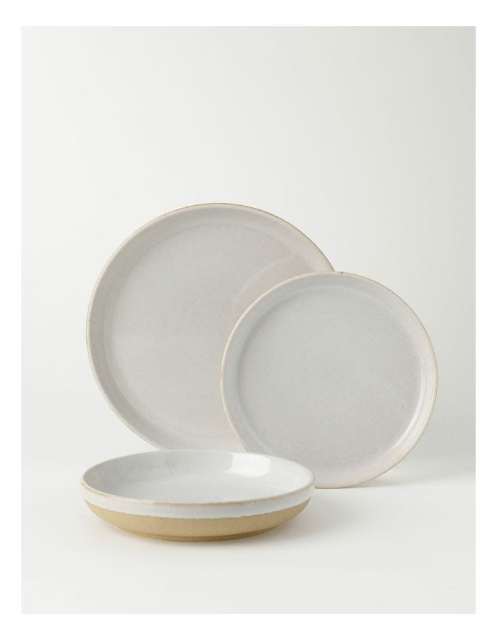 Esperance Wiped Edge 12 Piece Dinner Set in White/Sand