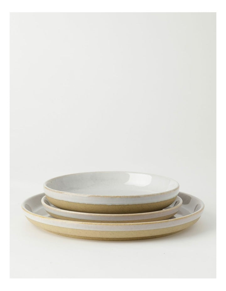 Esperance Wiped Edge 12 Piece Dinner Set in White/Sand