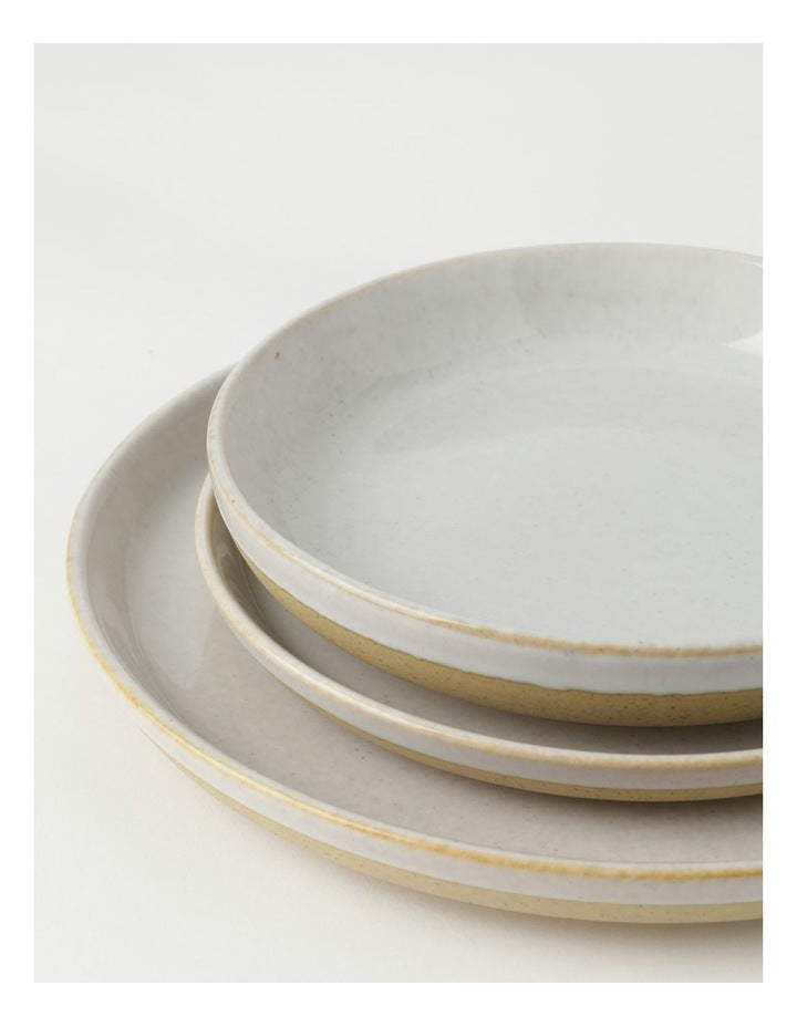 Esperance Wiped Edge 12 Piece Dinner Set in White/Sand