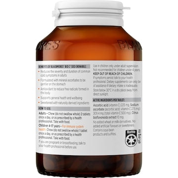 Blackmores Bio C 500mg Chewable Vitamin Immune Support Tablets 125 pack