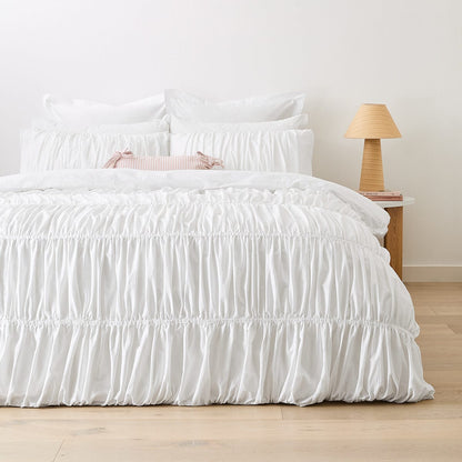 Arlo Cotton Quilt Cover Set - Single Bed, White
