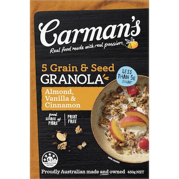 Carman's Granola 5 Grain & Seed Almond Vanilla & Cinnamon 450g