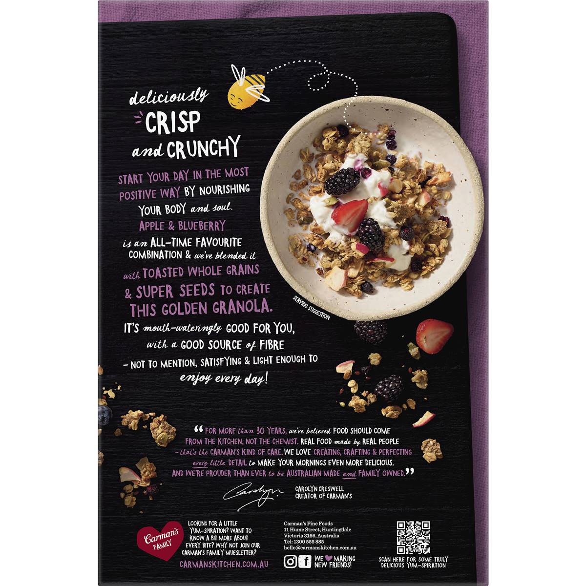 Carman's Granola 5 Grain & Seed Pink Lady Apple & Blueberry 450g