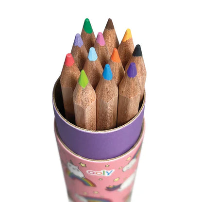 Ooly Draw 'n Doodle Mini Pencils Set of 12 with Sharpener Assorted Design Stationary Art and Craft for Kids 3yrs+