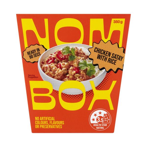 NOMBOX MEAL BOX CHICKEN SATAY WITH RICE 350G