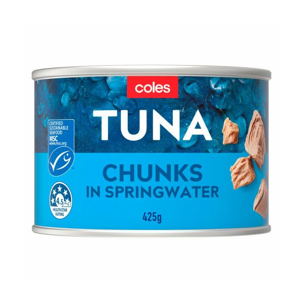 COLES TUNA CHUNKS SPRINGWATER 425G