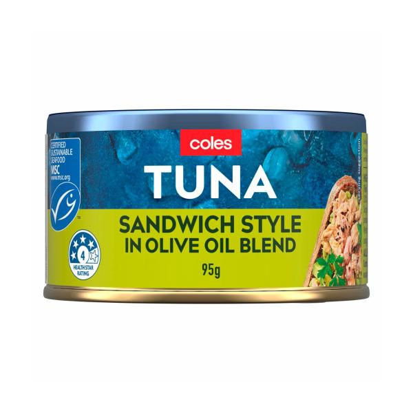 COLES TUNA SANDWICH OLIVE OIL BLEND 95G