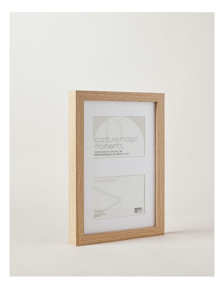 Photo Frame A4/Dbl 10x15cm in Natural