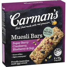 Carman's Muesli Bars SuperBerry Cranberry Blueberry & Goji 6 pack