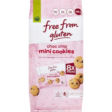 Woolworths Free From Gluten Choc Chip Mini Cookies 8 pack