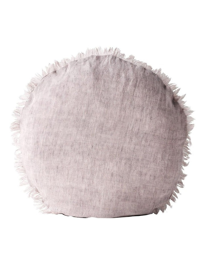 Vintage Linen Fringe 55cm Round Cushion in Dusk