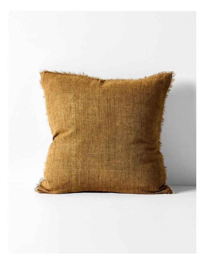Vintage Linen Fringe Cushion in Bronze