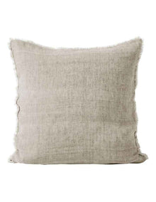 Vintage Linen Fringe Cushion in Natural