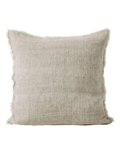 Vintage Linen Fringe Cushion in Natural