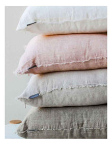 Vintage Linen Fringe Cushion in Natural