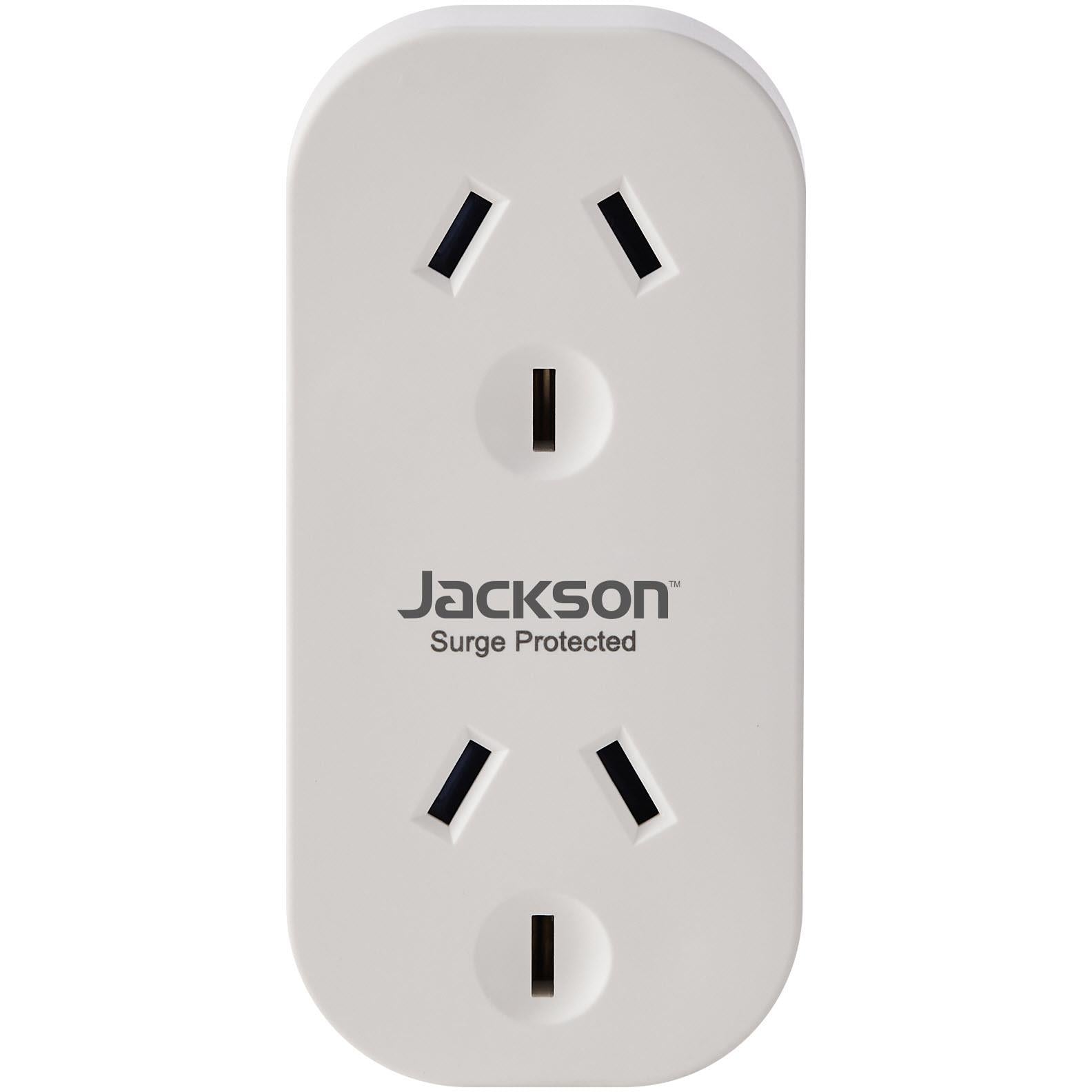 Jackson Vertical Double Adaptor w/ 2 x Power Socket Outlets Surge Protection