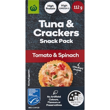 Woolworths Tuna & Crackers Snack Pack Tomato & Spinach 112g