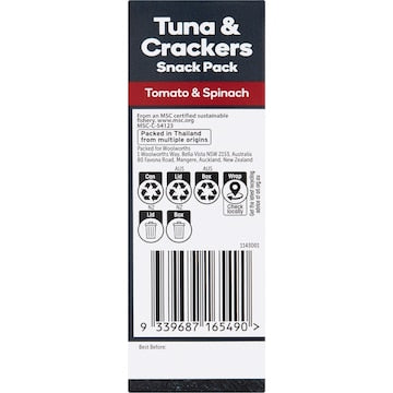 Woolworths Tuna & Crackers Snack Pack Tomato & Spinach 112g