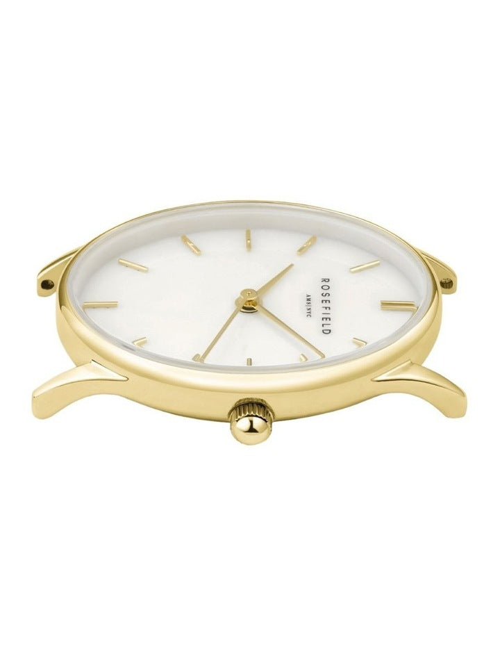 Oval Mother Of Pearl Dial Bracelet Mesh Analog Watch in Gold