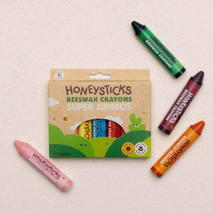 Honeysticks Beeswax Super Jumbo Crayons 7 Colours Art and Craft for Kids 12m+