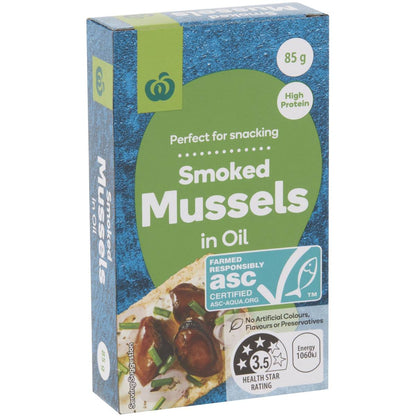 Woolworths Smoked Mussels In Oil 85g