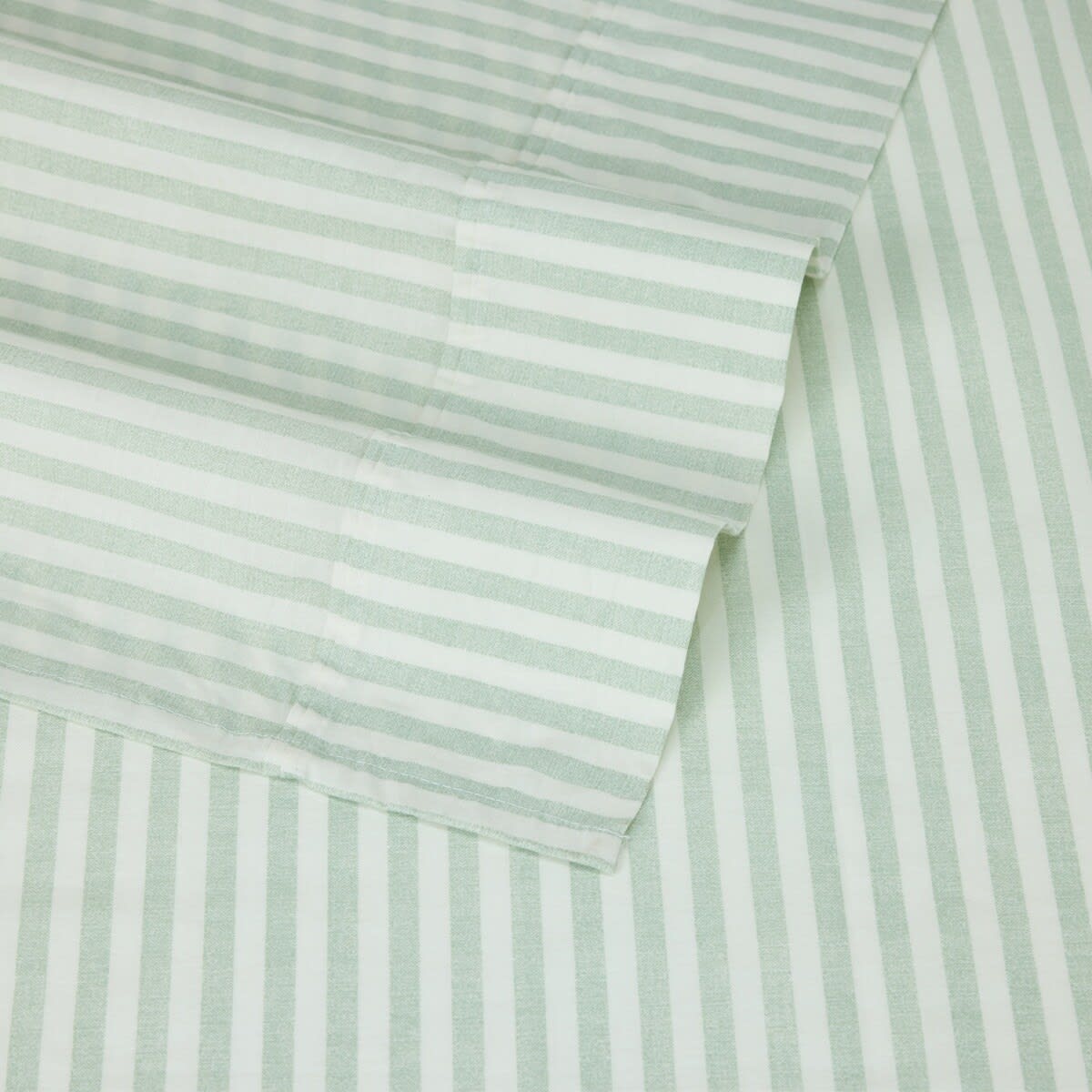 250 Thread Count Stripe Cotton Sheet Set - King Bed, Sage