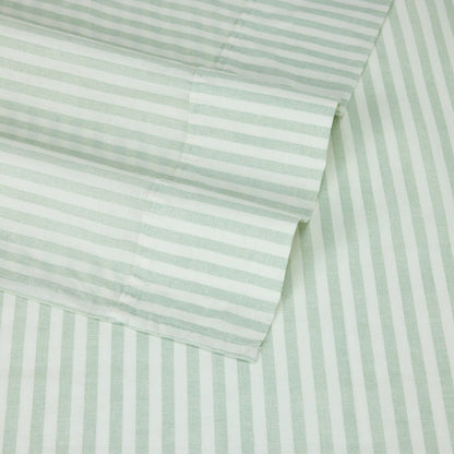 250 Thread Count Stripe Cotton Sheet Set - King Bed, Sage