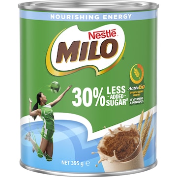 Milo 30% Less Added Sugar Chocolate Drinking Powder Hot or Cold 395g