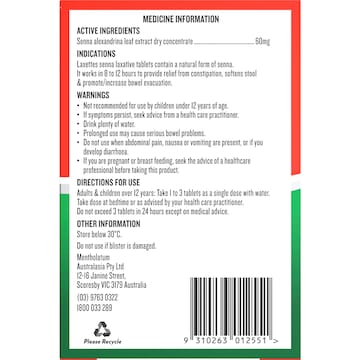 Laxettes Senna Laxative Tablets 50 pack