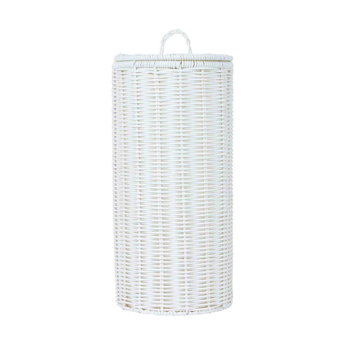 White Rattan Look Toilet Roll Holder